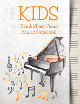 Blank Sheet Music Notebook Kids: Wide Staff Music Manuscript Paper | Grey and Orange Music Notes
